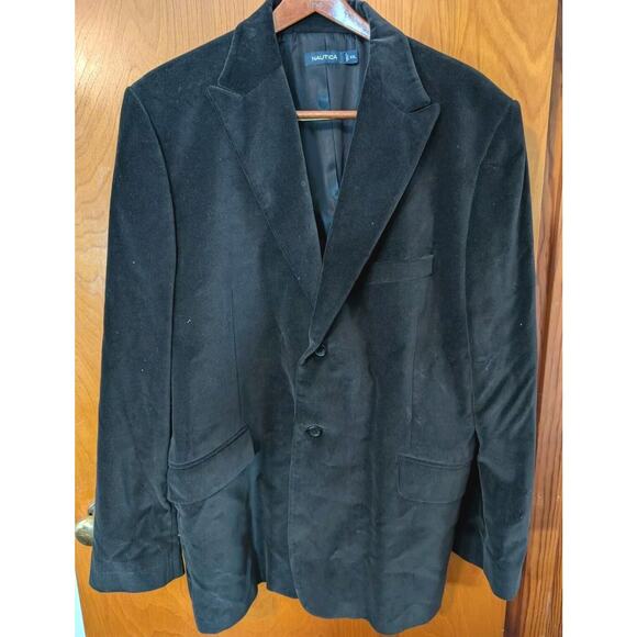 Men's Plus Nautica Black Velvet Jacket Blazer Sports Coat Size 2XL Cotton EUC - Picture 1 of 9